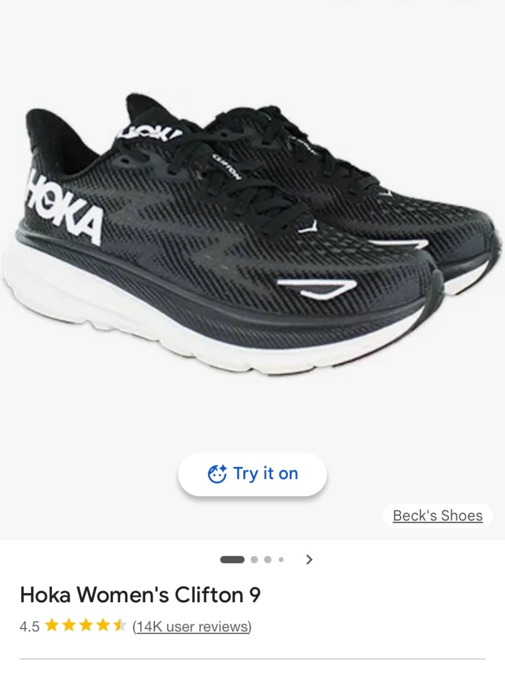 NIB Hoka Women's Clifton 9 black/white